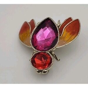Vintage signed BW‎ Avon Pin Rhinestone Enamel Wing Bee Insect Bug Brooch